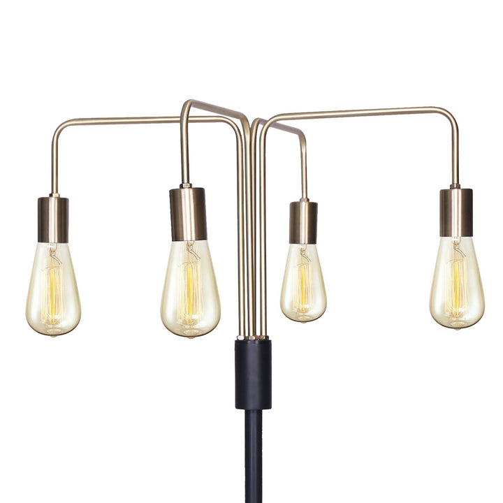 Modern Exposed Bulb 4-Arm Industrial Light Floor Lamp