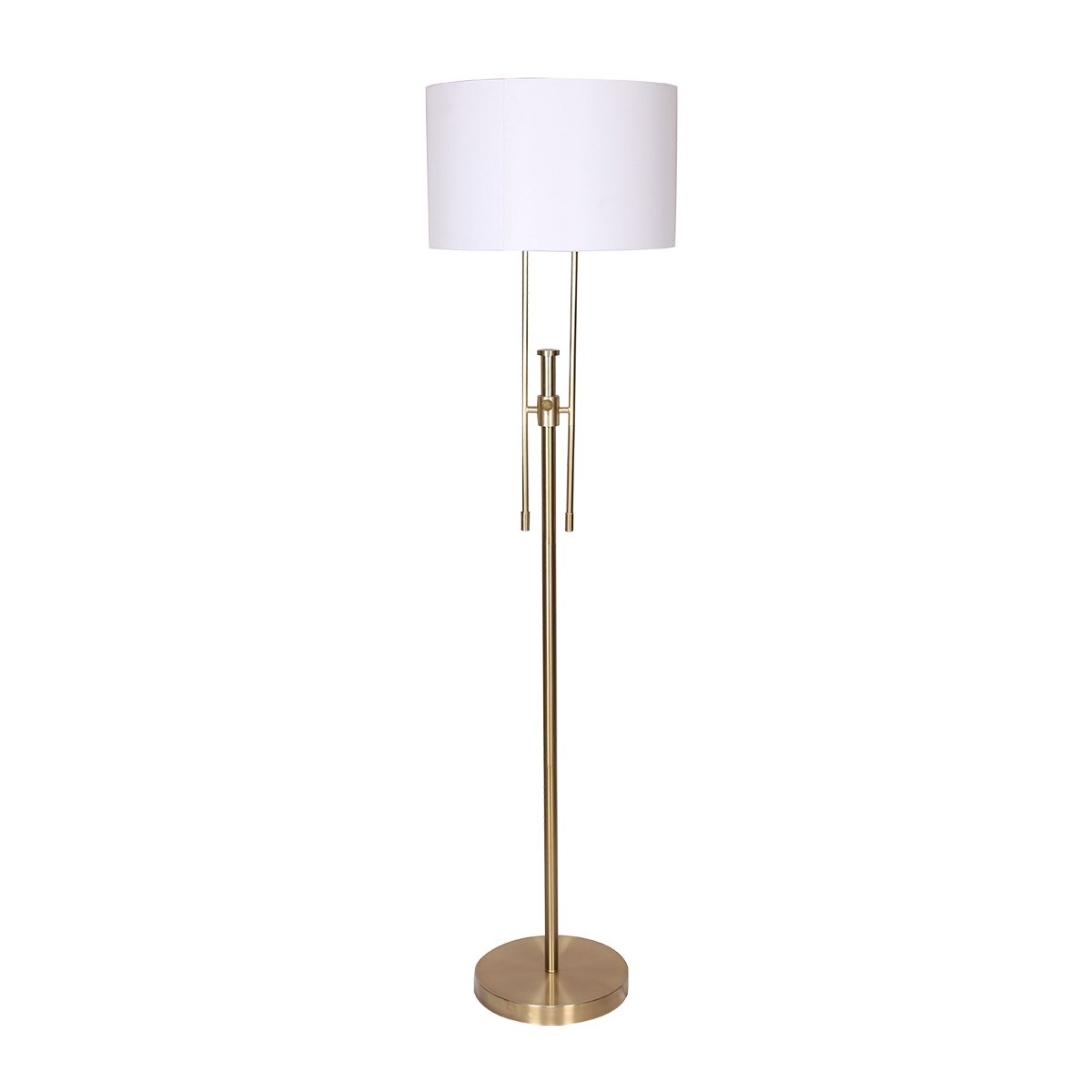 Brushed Gold Height-Adjustable Metal Floor Lamp - Homecoze