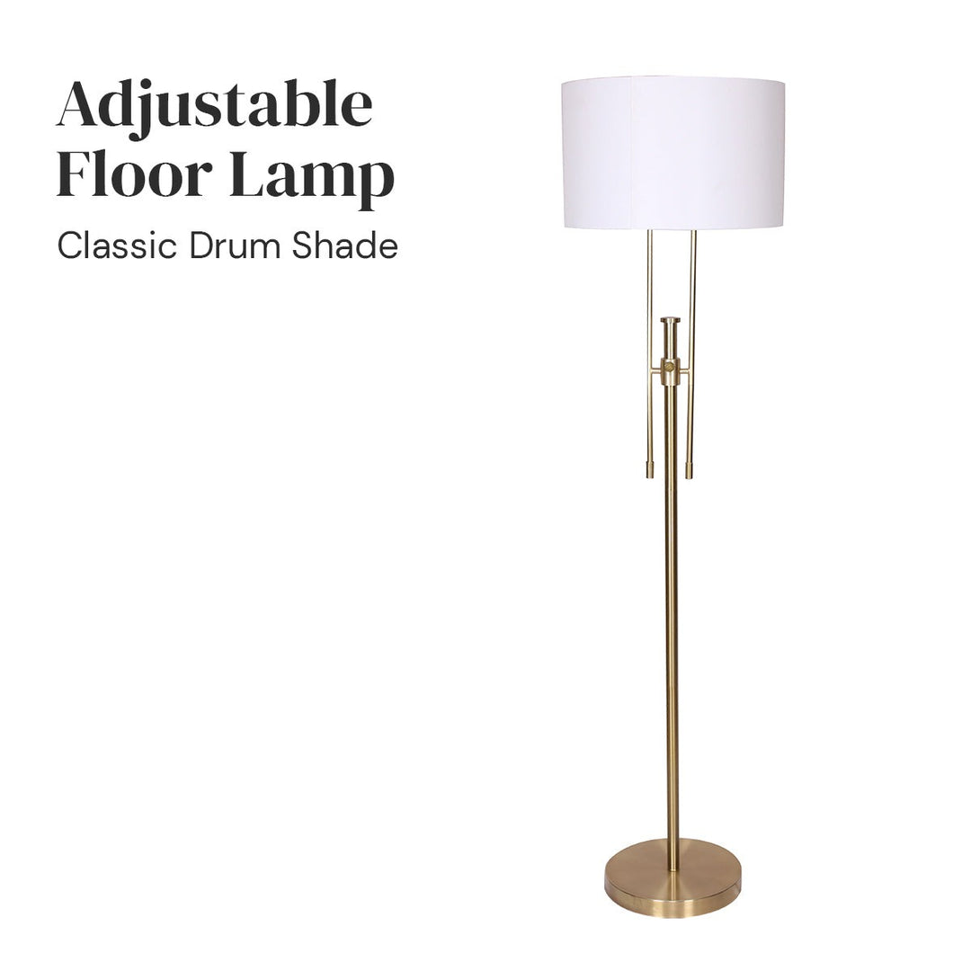 Brushed Gold Height-Adjustable Metal Floor Lamp