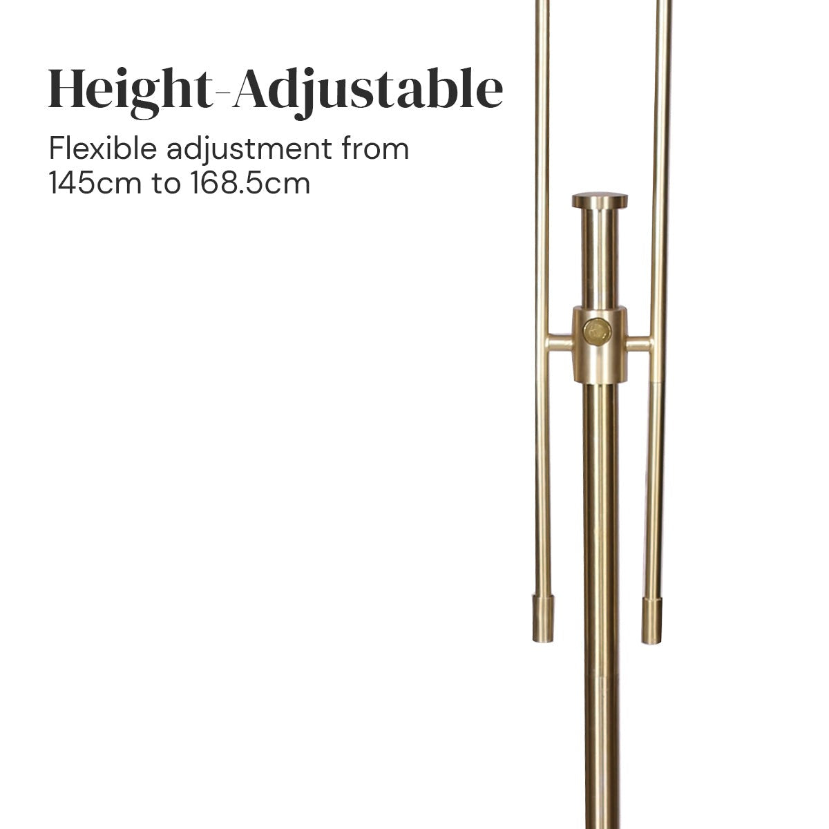 Brushed Gold Height-Adjustable Metal Floor Lamp - Homecoze
