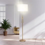 Brushed Gold Height-Adjustable Metal Floor Lamp - Homecoze