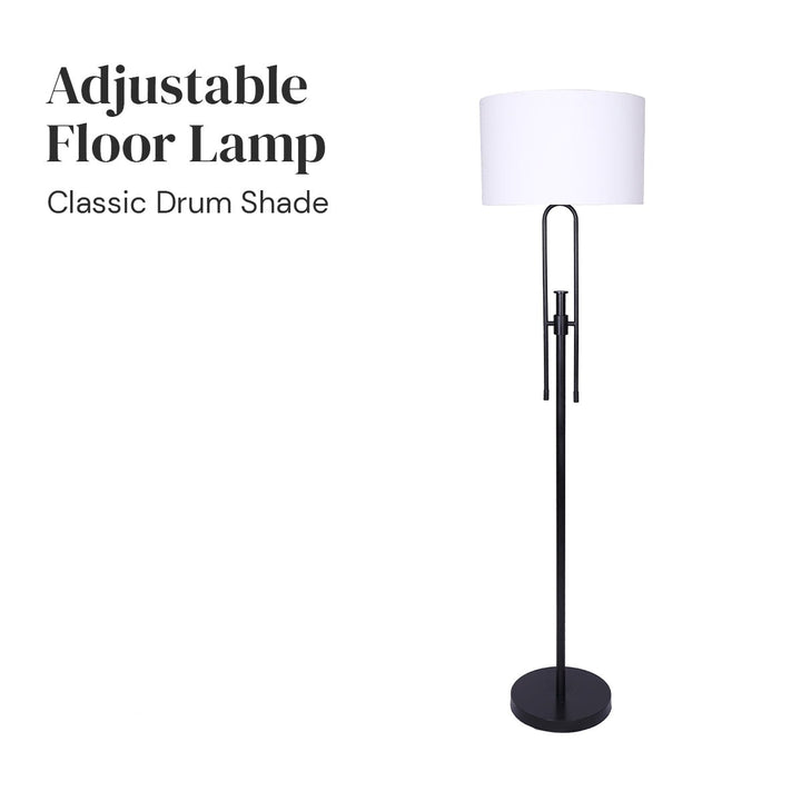 Height-Adjustable Metal Floor Lamp Matte Black