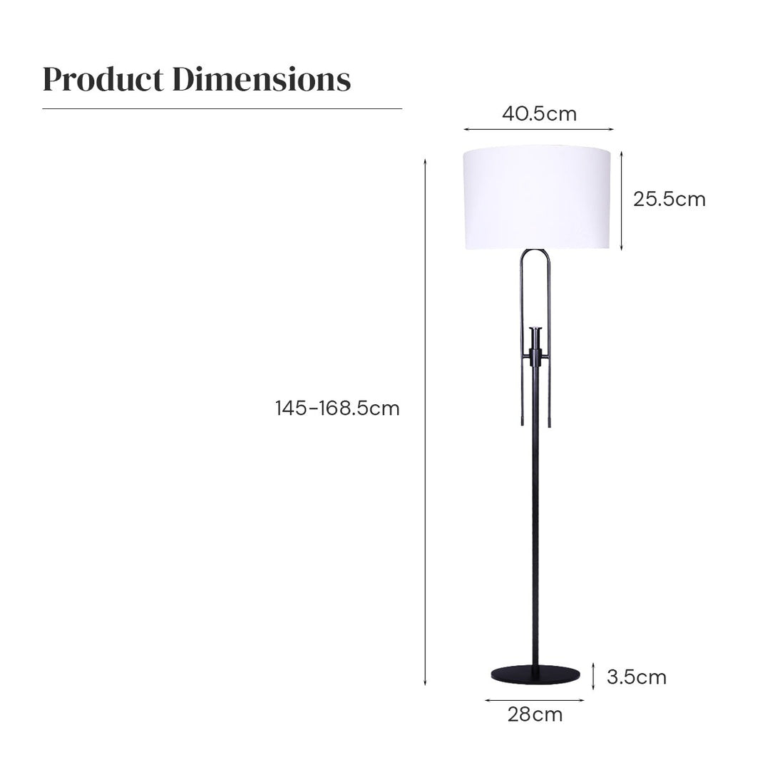 Height-Adjustable Metal Floor Lamp Matte Black