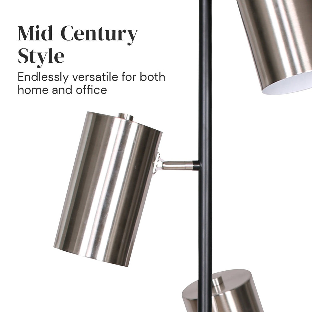 3-Shade Metal Floor Lamp Nickel & Matte Black Finish