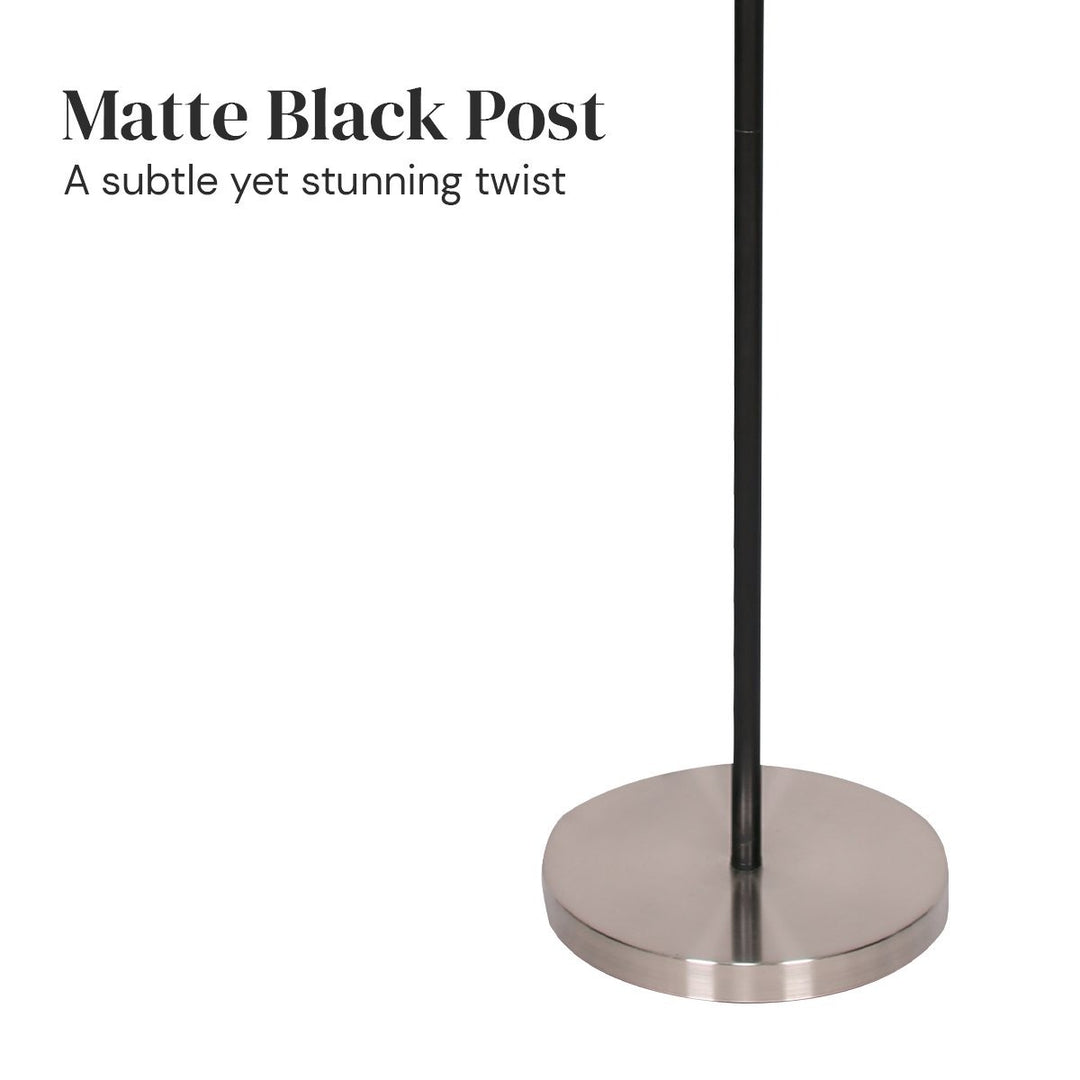 3-Shade Metal Floor Lamp Nickel & Matte Black Finish