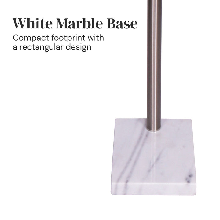 3-Light Metal Arc Floor Lamp - Nickel & Marble Finish