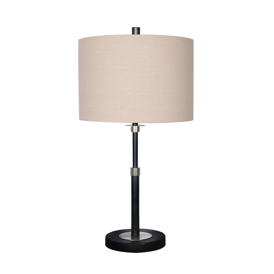 Metal Table Lamp with Linen Drum Shade