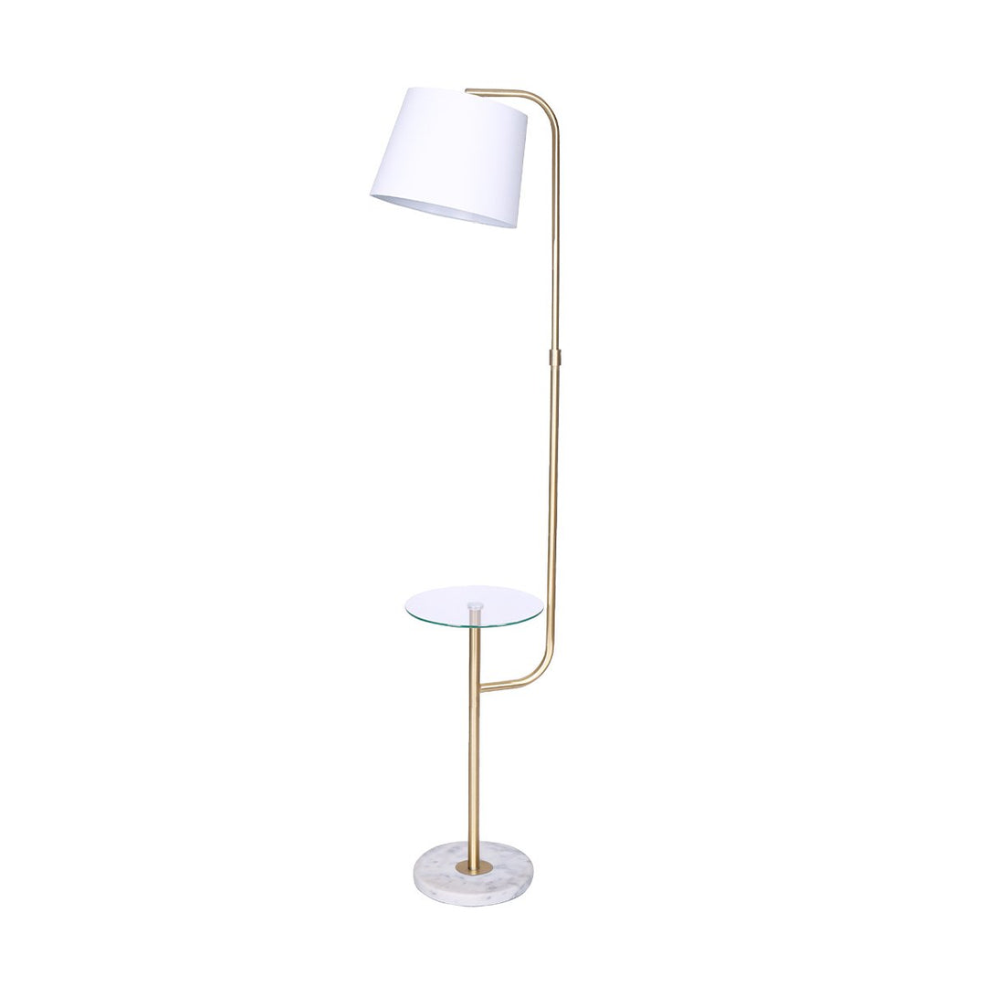 Glass End Brass Finish Table Top Floor Lamp