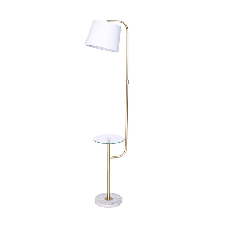 Glass End Brass Finish Table Top Floor Lamp