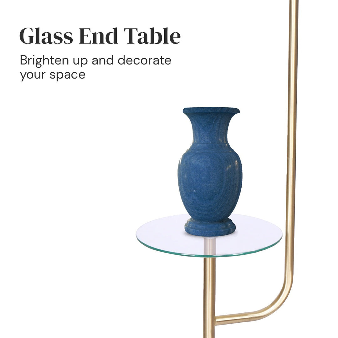 Glass End Brass Finish Table Top Floor Lamp