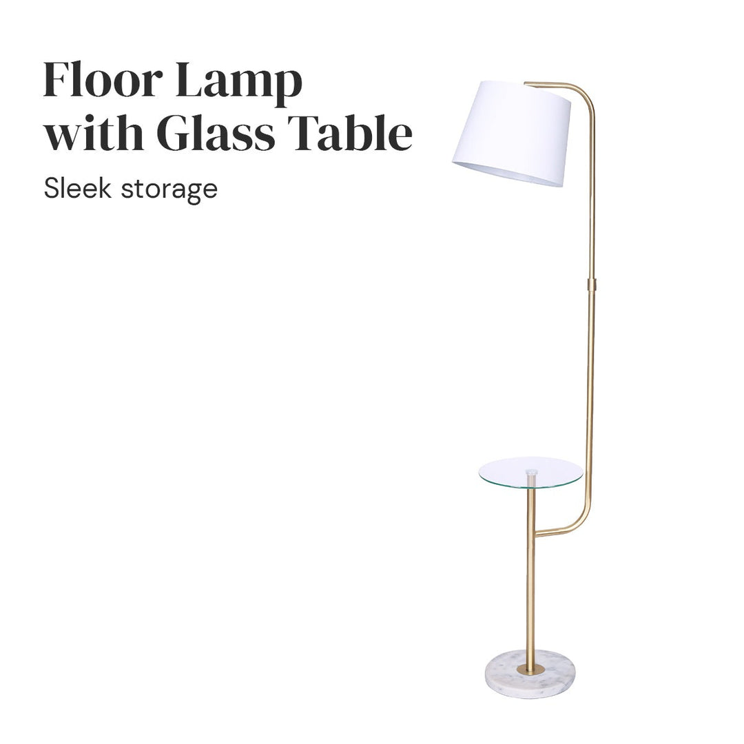 Glass End Brass Finish Table Top Floor Lamp