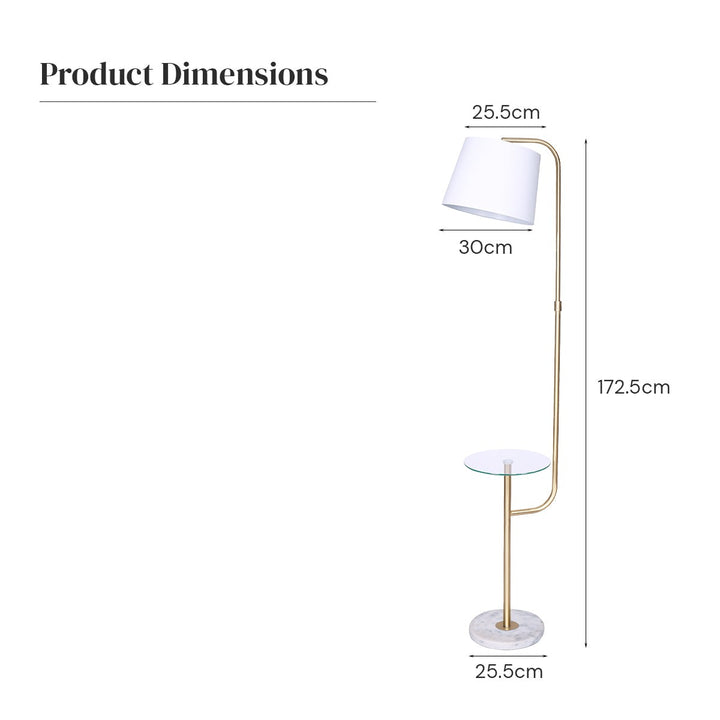 Glass End Brass Finish Table Top Floor Lamp