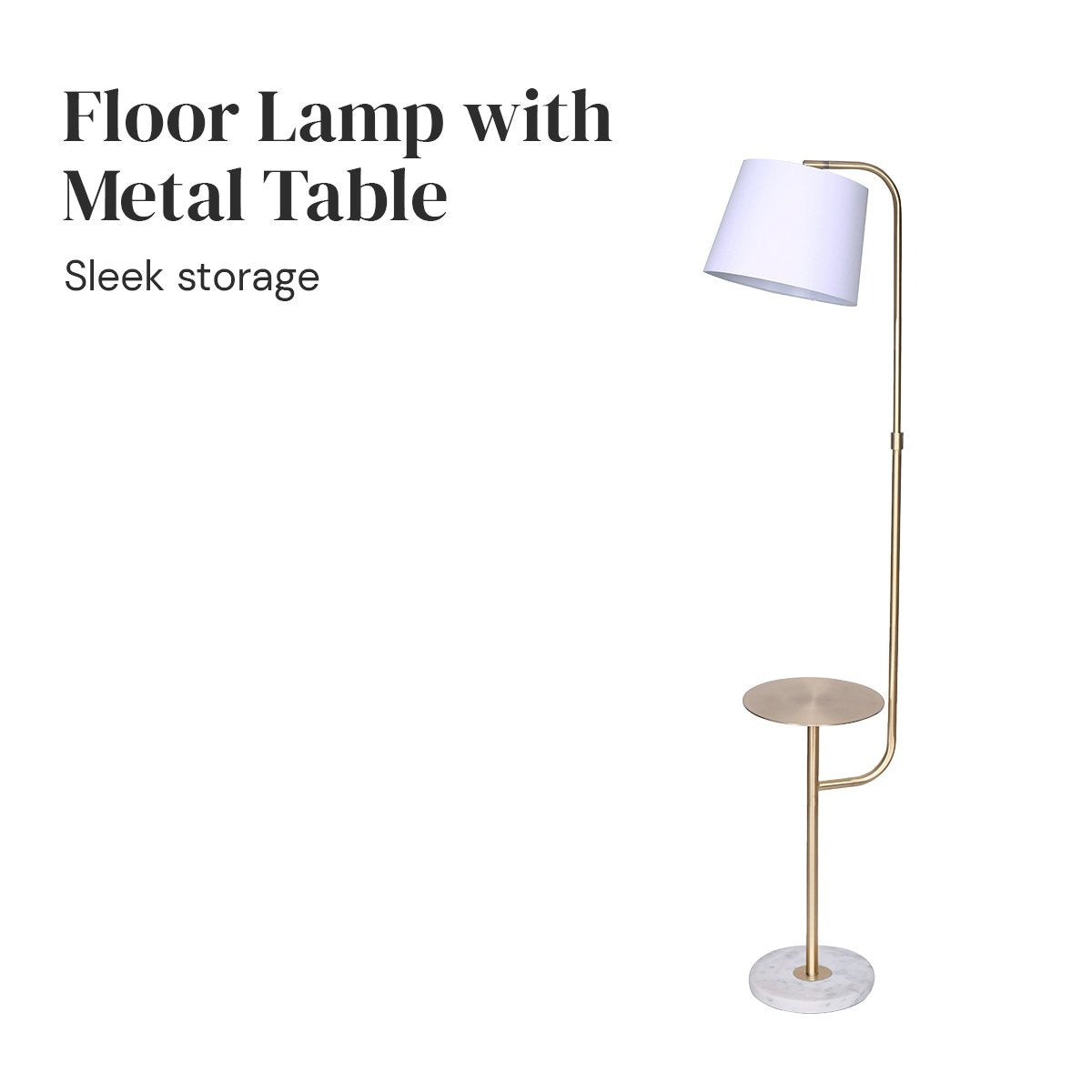 Marble & Metal End Table Top Floor Lamp - Homecoze