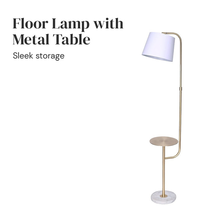 Marble & Metal End Table Top Floor Lamp