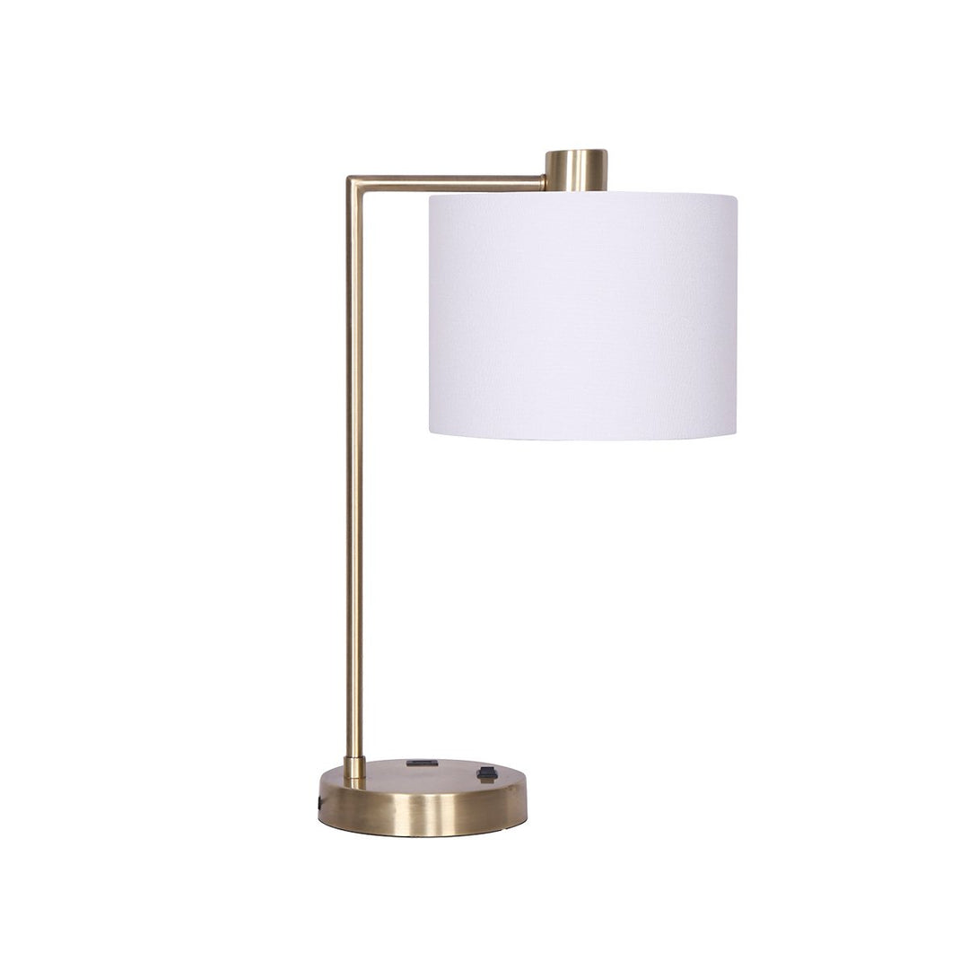 Metal Task Lamp with USB Charging Port Antique Brass Finish