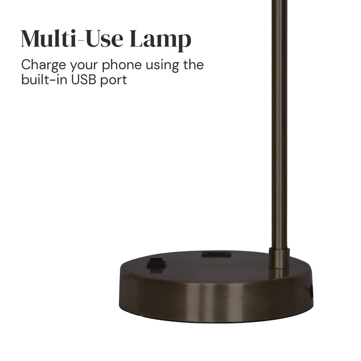 Metal Task Lamp with USB Charging Port Bronze Finish