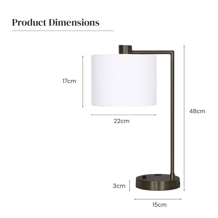 Metal Task Lamp with USB Charging Port Bronze Finish