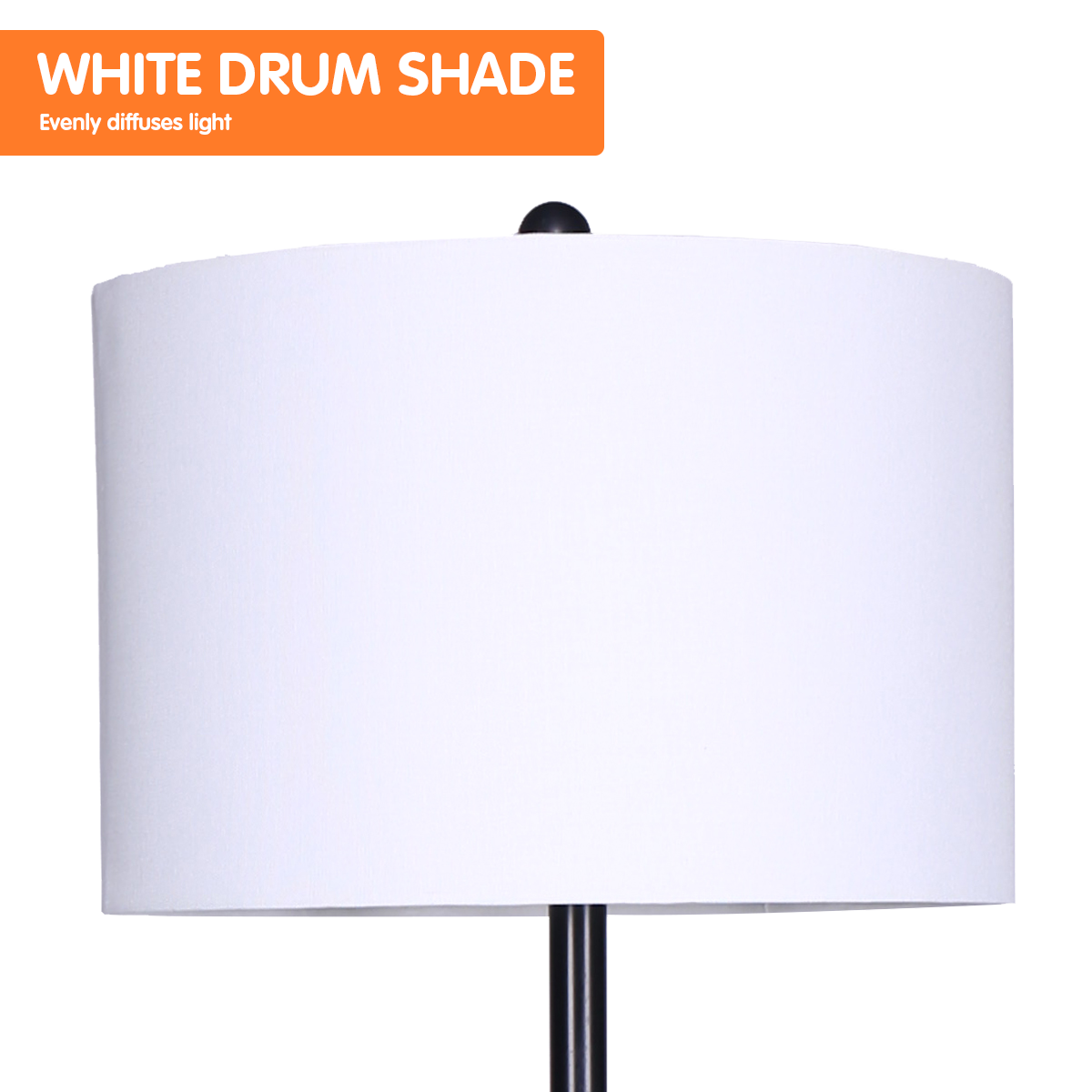 Metal Floor Lamp Shade with Black Post in Round Wood Shelves - Homecoze