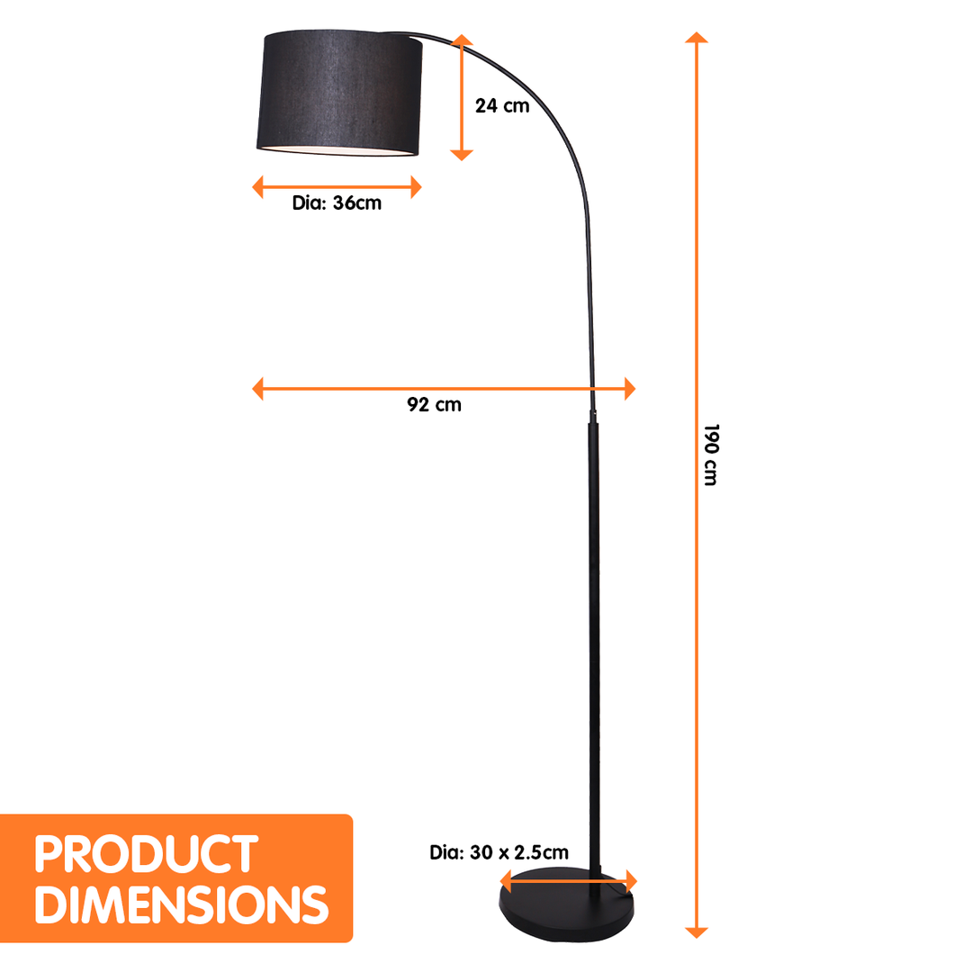 Metal Arc Arm Floor Lamp Shade Black