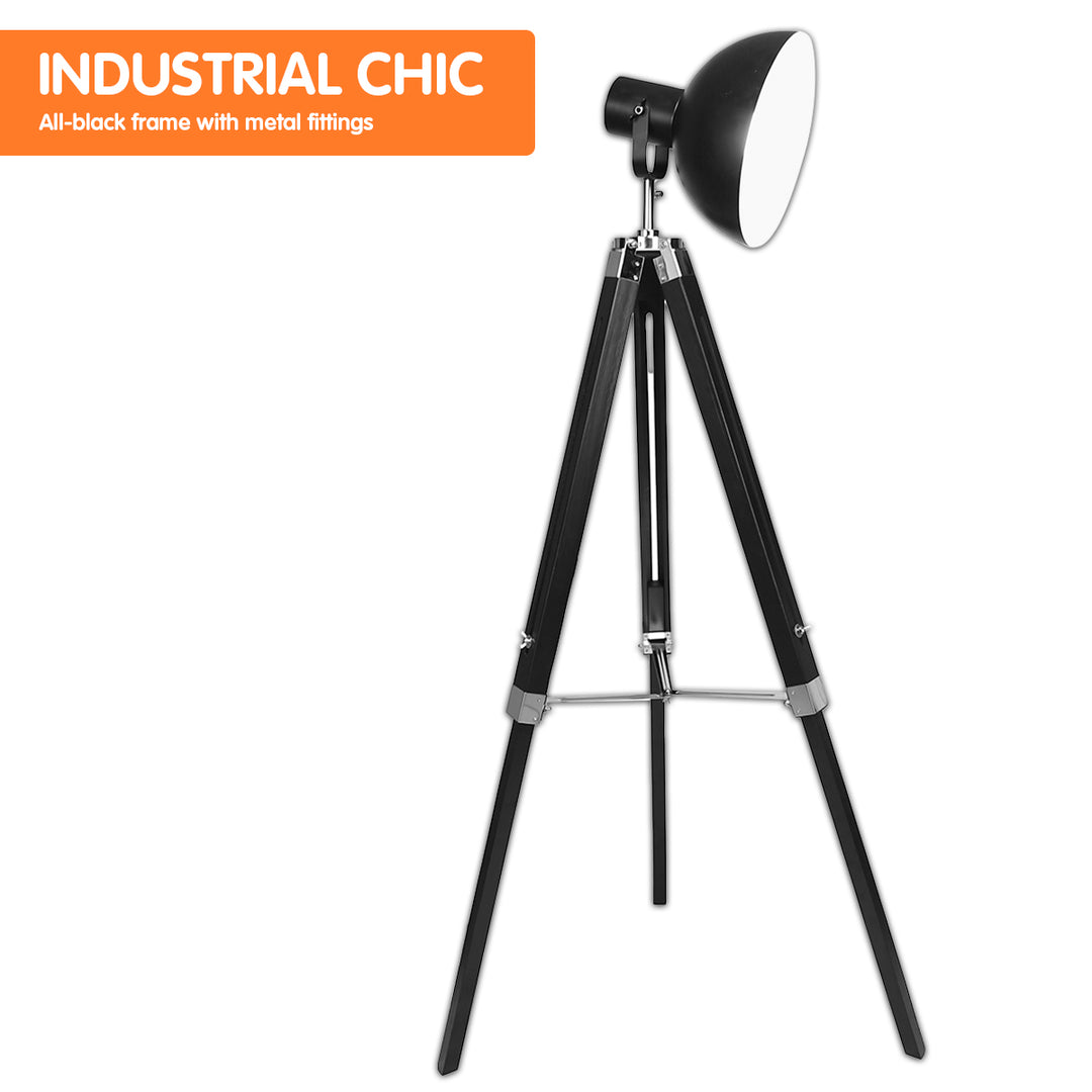 Tripod Floor Spot Lamp Reading Adjustable Height Metal Black