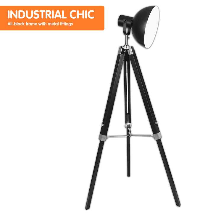 Tripod Floor Spot Lamp Reading Adjustable Height Metal Black