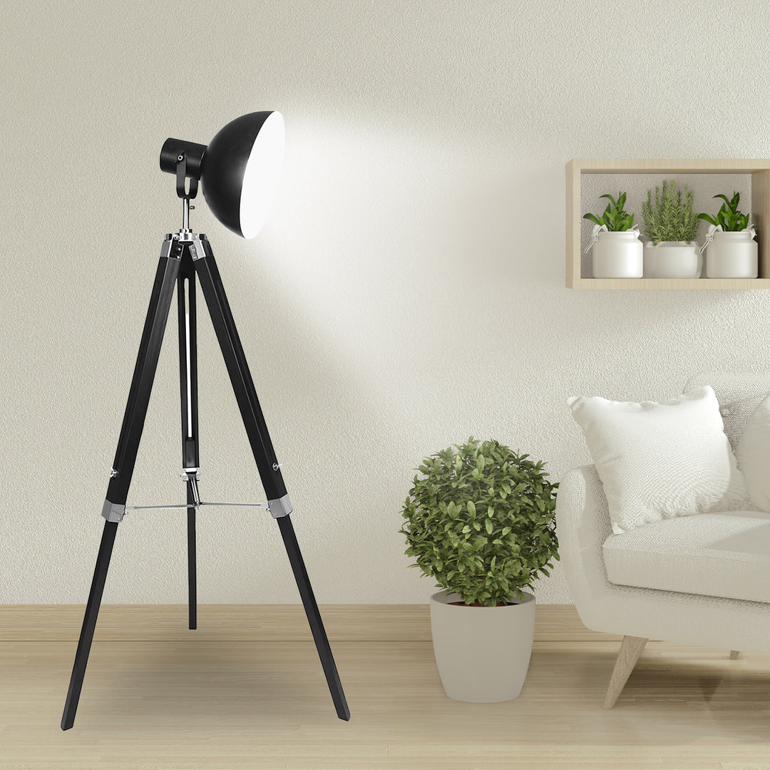 Tripod Floor Spot Lamp Reading Adjustable Height Metal Black