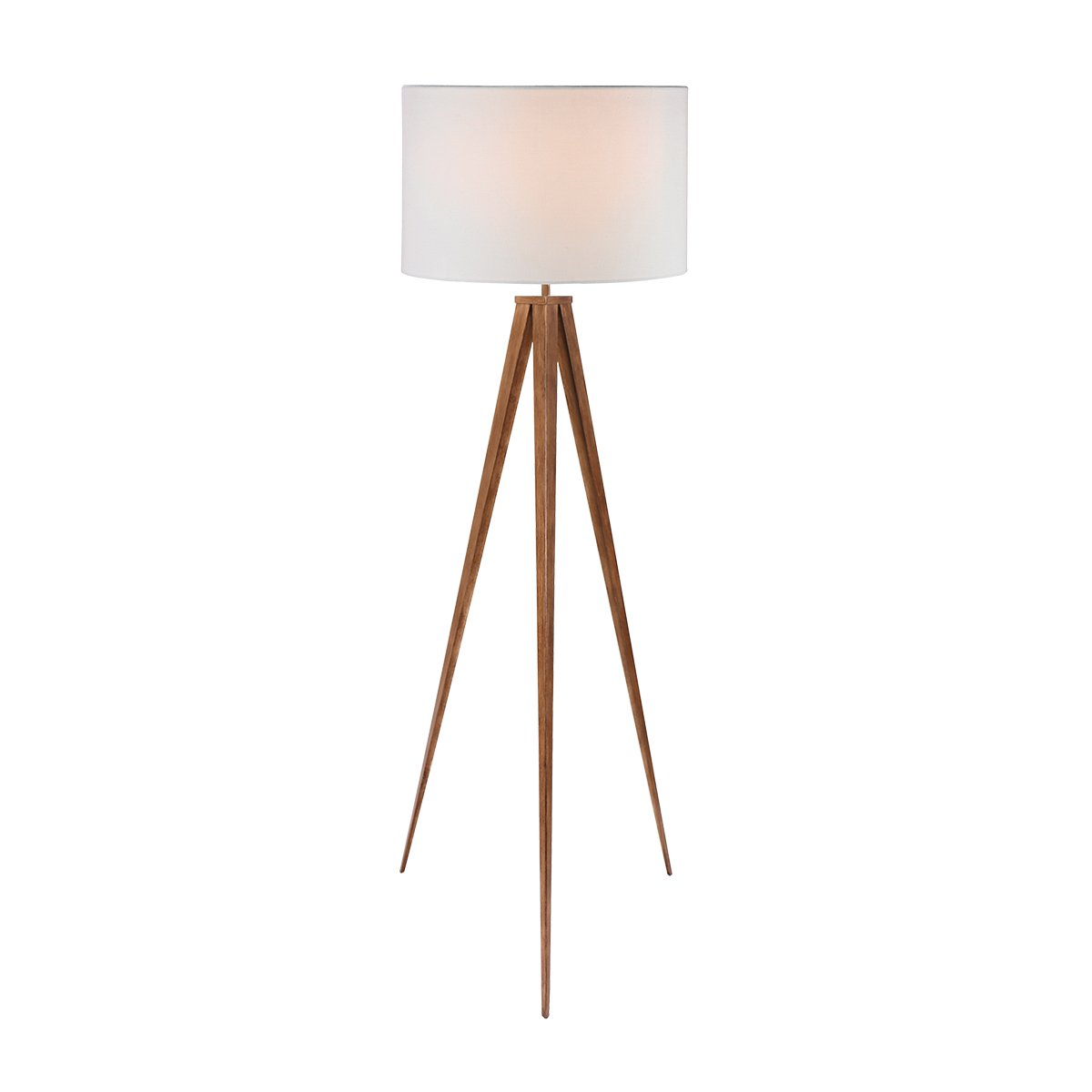 Metal Tripod Floor Spot Lamp Shade Drum in Wooden Finish - Homecoze