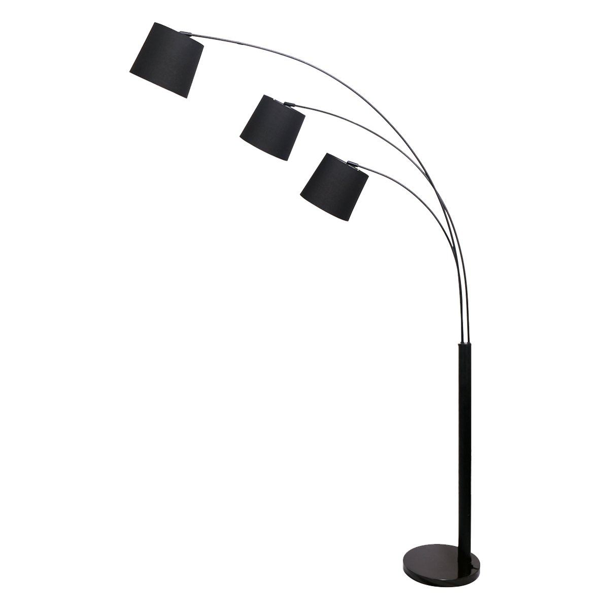 3-Light Arc Floor Lamp Adjustable Black 3 Shades - Homecoze