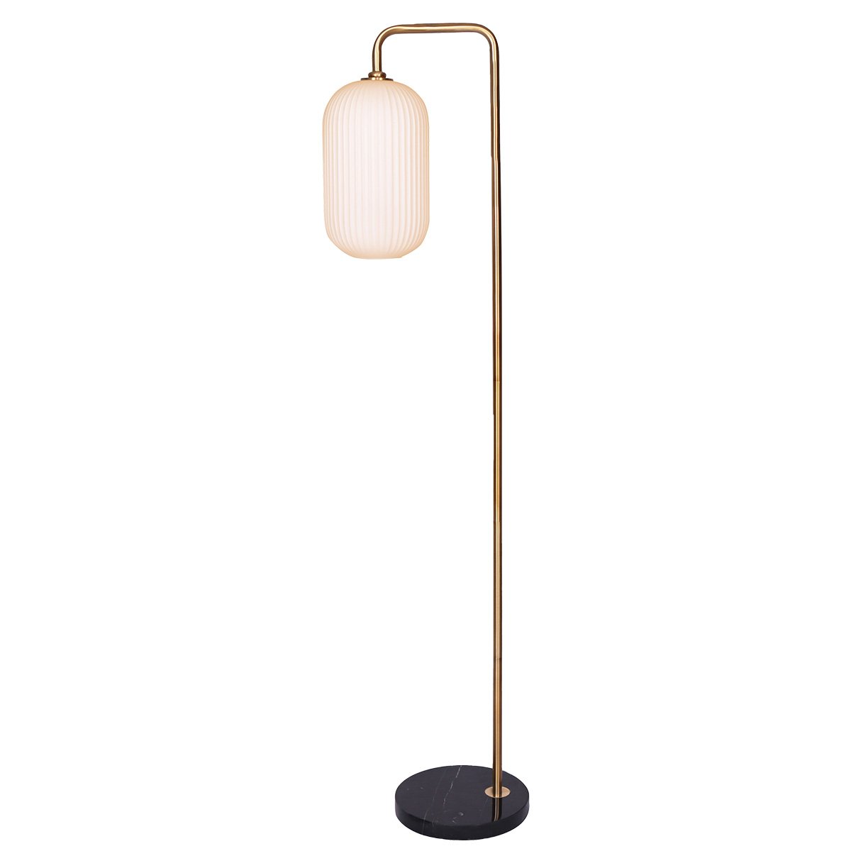 Metal Floor Lamp With Opal Glass Shade - Homecoze