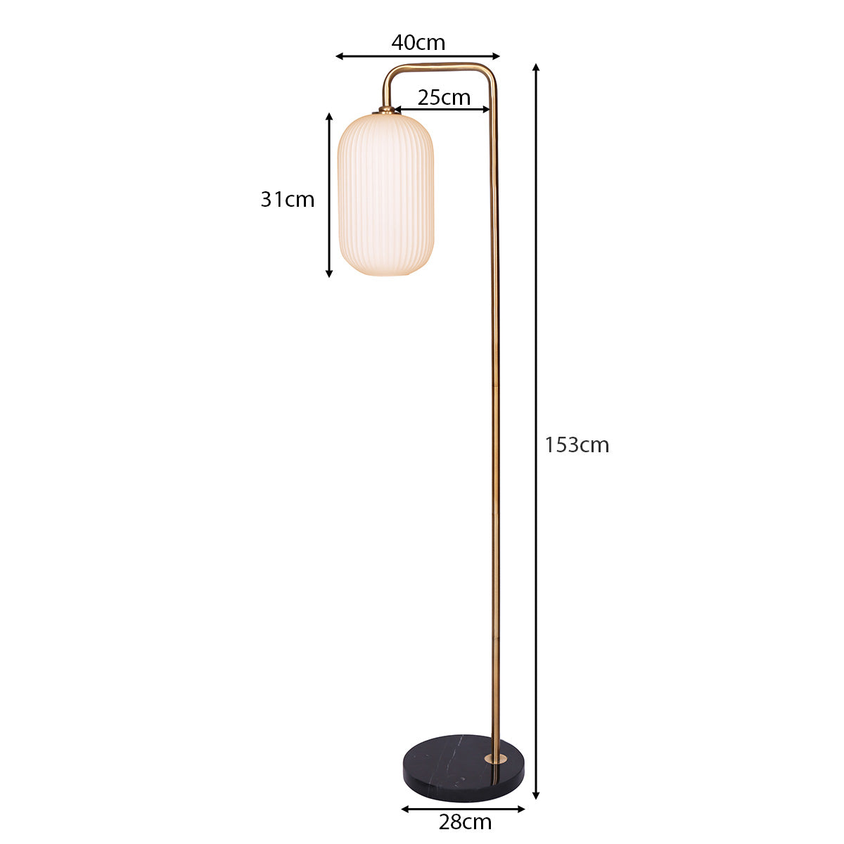 Metal Floor Lamp With Opal Glass Shade - Homecoze