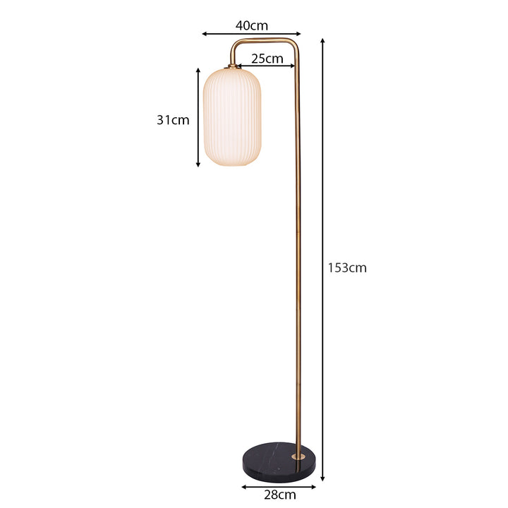 Metal Floor Lamp With Opal Glass Shade