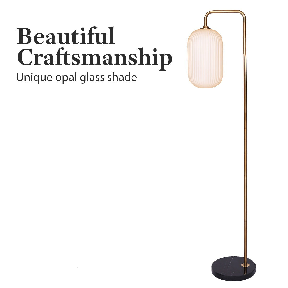Metal Floor Lamp With Opal Glass Shade - Homecoze