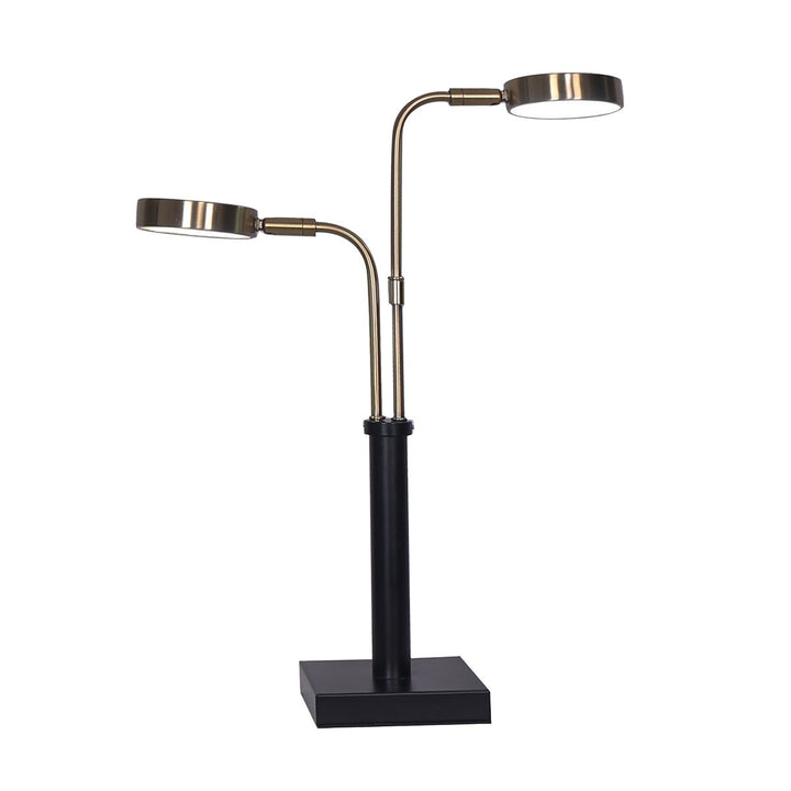 LED Metal Table Lamp with 2 Lights Brushed Gold Black Finish