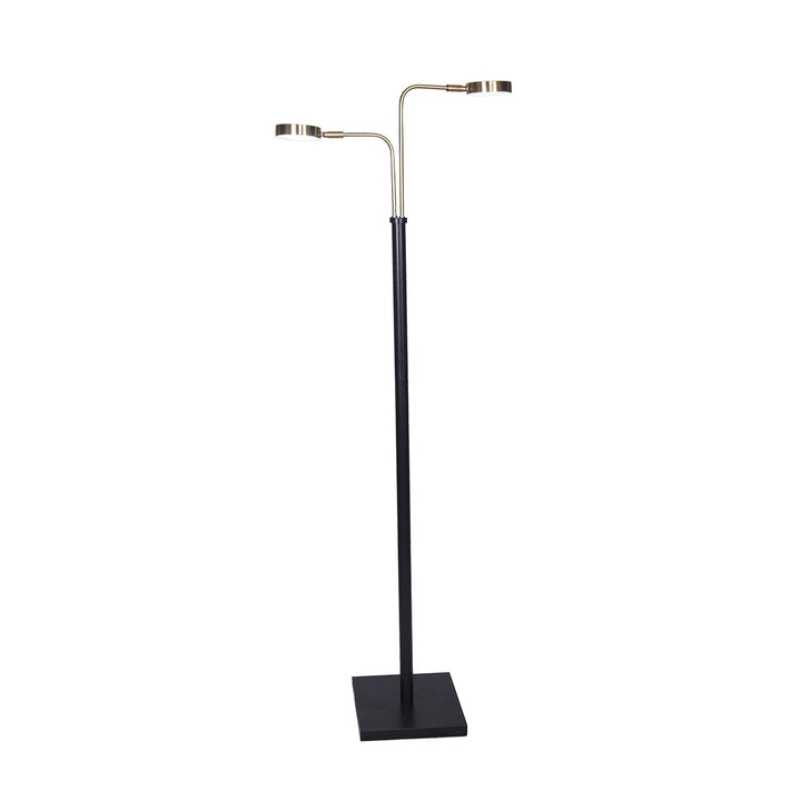 LED Metal Floor Lamp with 2 Lights in Brushed Gold and Black Finish