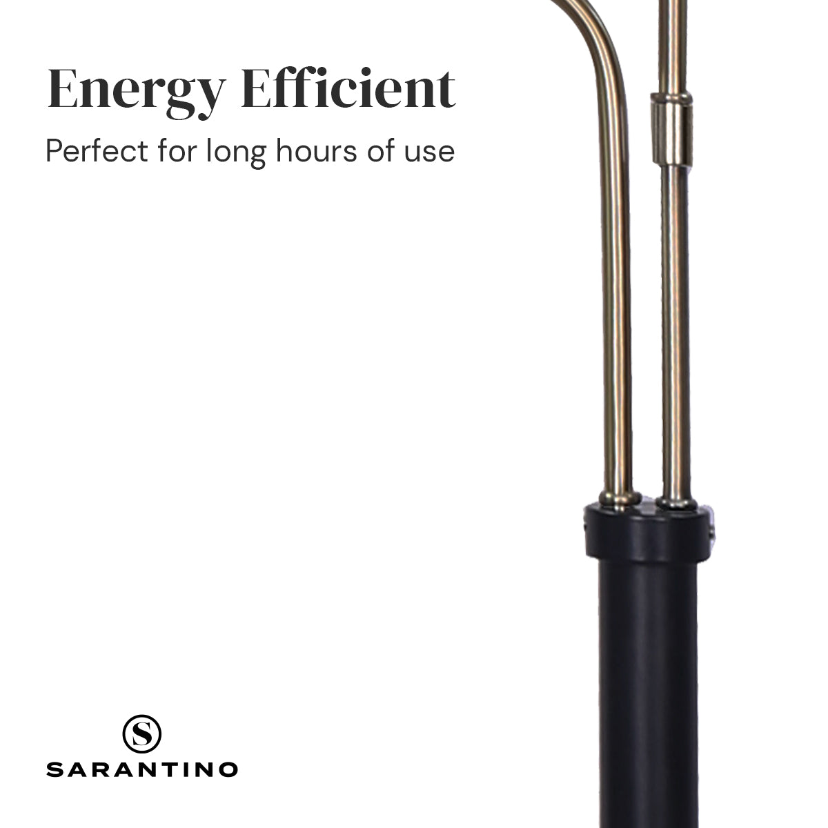 LED Metal Floor Lamp with 2 Lights in Brushed Gold and Black Finish - Homecoze