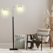 LED Metal Floor Lamp with 2 Lights in Brushed Gold and Black Finish - Homecoze