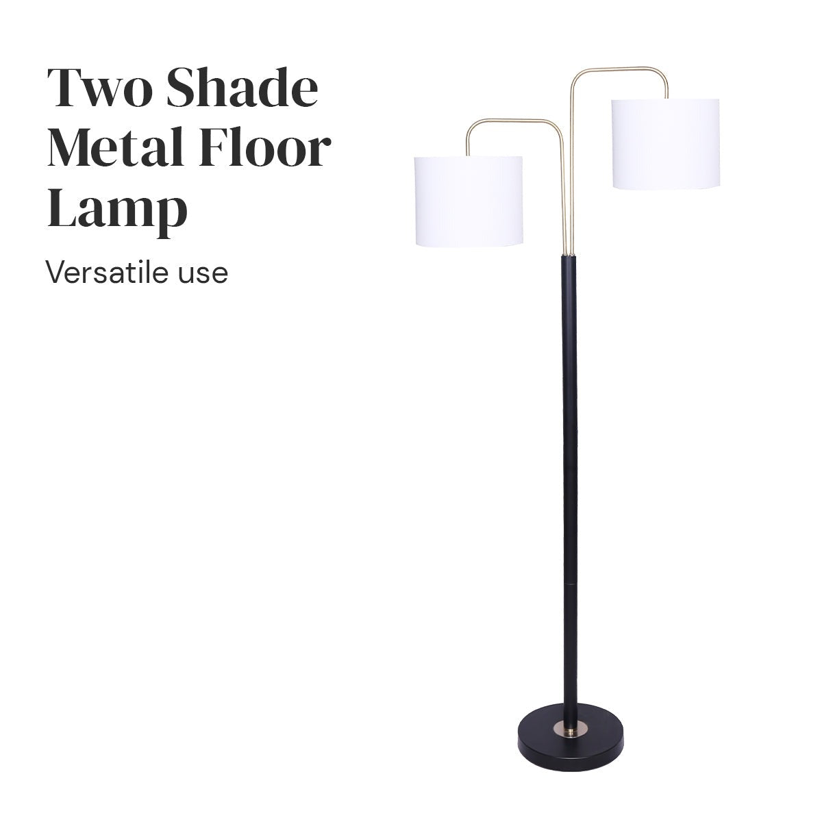 Black/Brass Finish Reading Light Floor Lamp - Homecoze