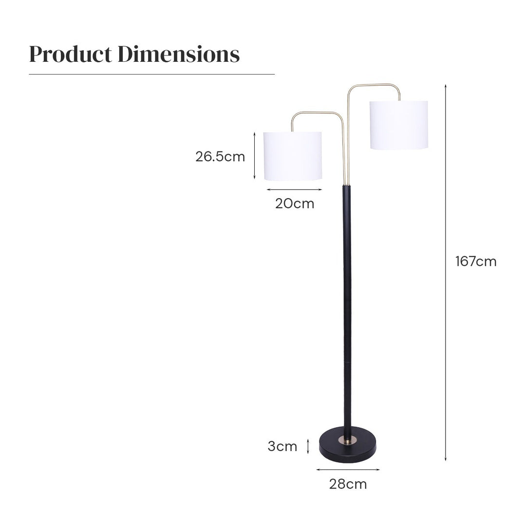 Black/Brass Finish Reading Light Floor Lamp