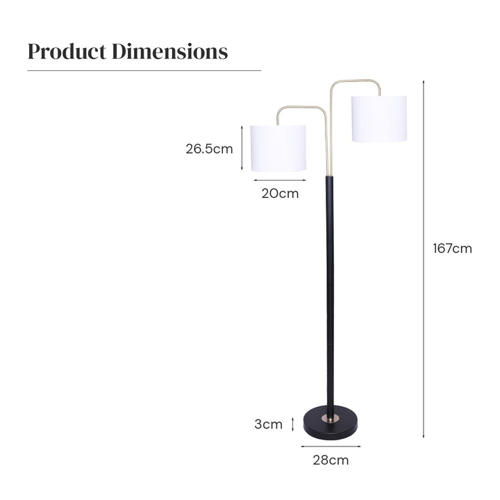 Black/Brass Finish Reading Light Floor Lamp