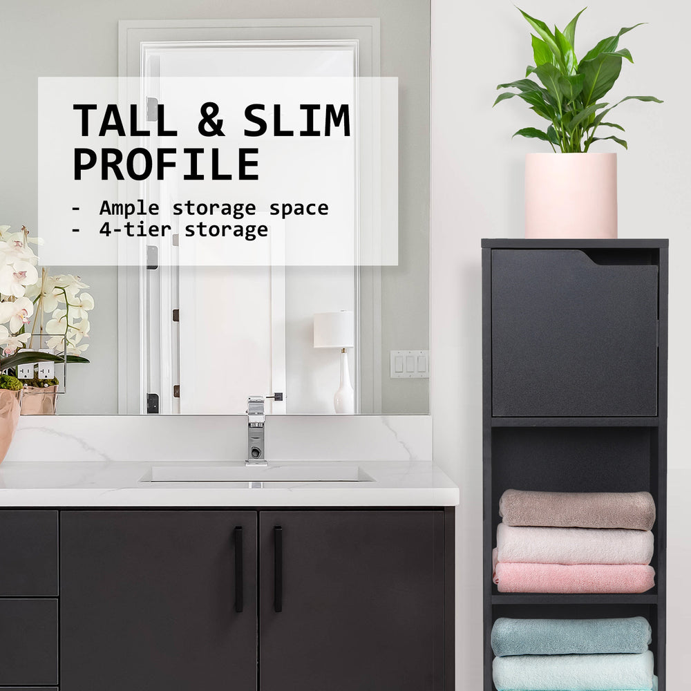 120cm Bathroom Slim Storage Cabinet - Black Homecoze