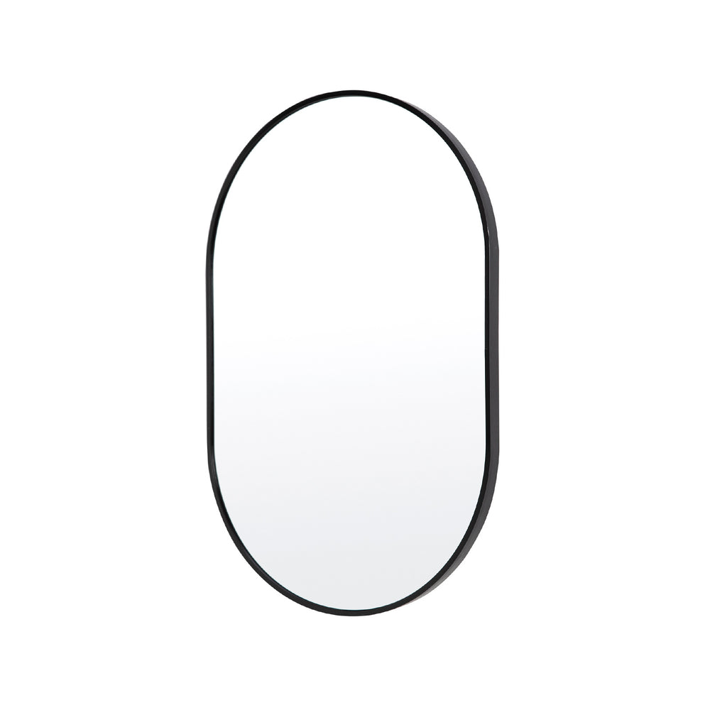 Black Wall Mirror Oval Aluminum Frame Bathroom Vanity 50x75cm Homecoze