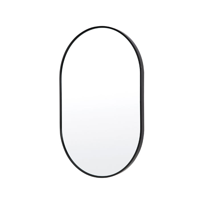 Black Wall Mirror Oval Aluminum Frame Bathroom Vanity 50x75cm Homecoze