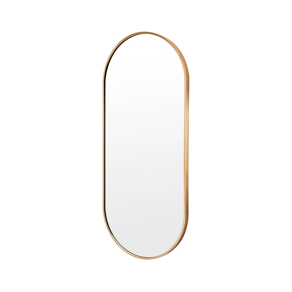 Gold Wall Mirror Oval Aluminum Frame Makeup Décor Bathroom Vanity 45 x 100cm Homecoze