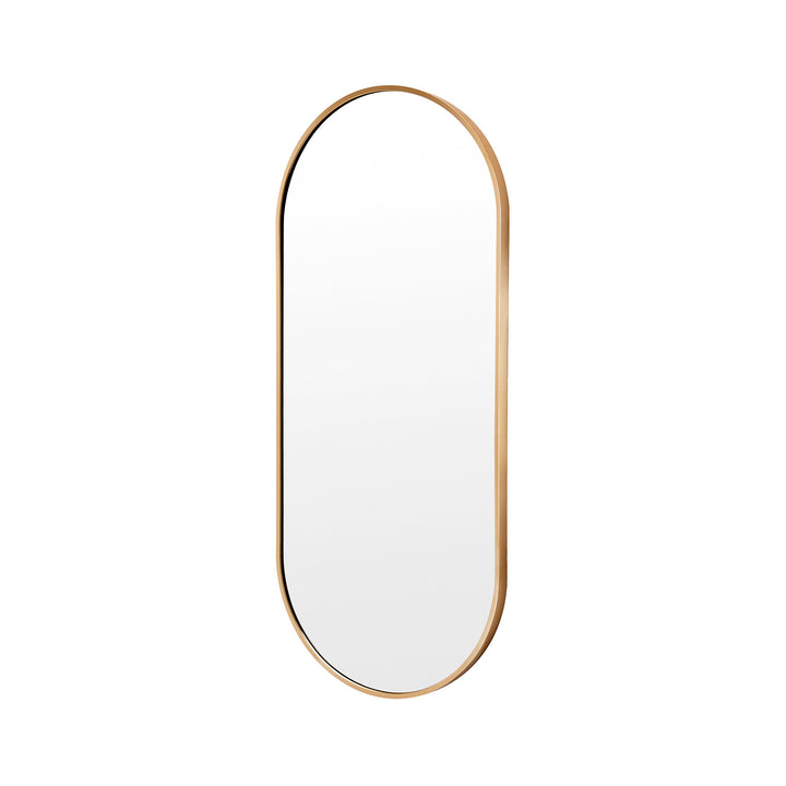 Gold Wall Mirror Oval Aluminum Frame Makeup Décor Bathroom Vanity 45 x 100cm Homecoze