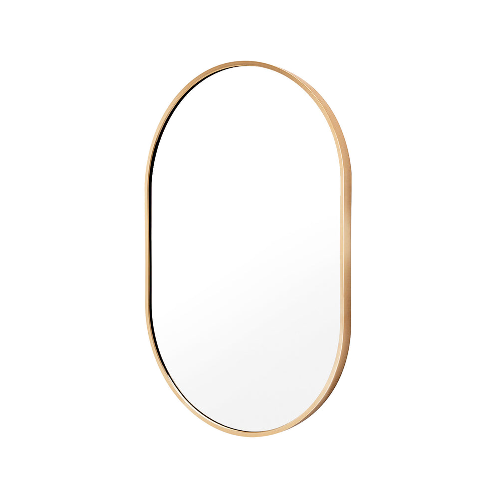 Gold Wall Mirror Oval Aluminum Frame Makeup Décor Bathroom Vanity 50 x 75cm Homecoze
