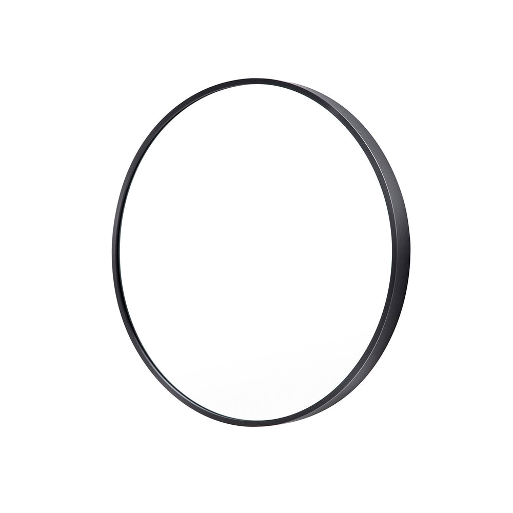 Black Wall Mirror Round Aluminum Frame Bathroom Vanity 60cm Homecoze