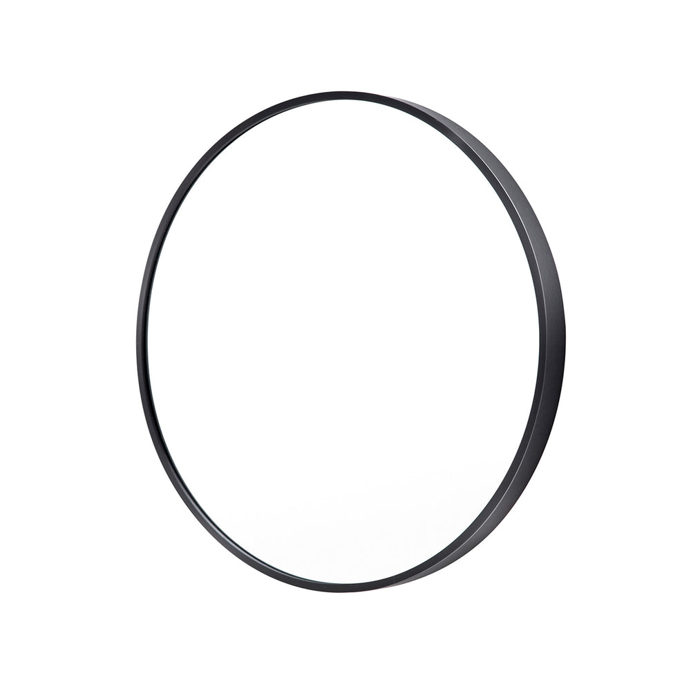 Black Wall Mirror Round Aluminum Frame Makeup Décor Bathroom Vanity 70cm Homecoze