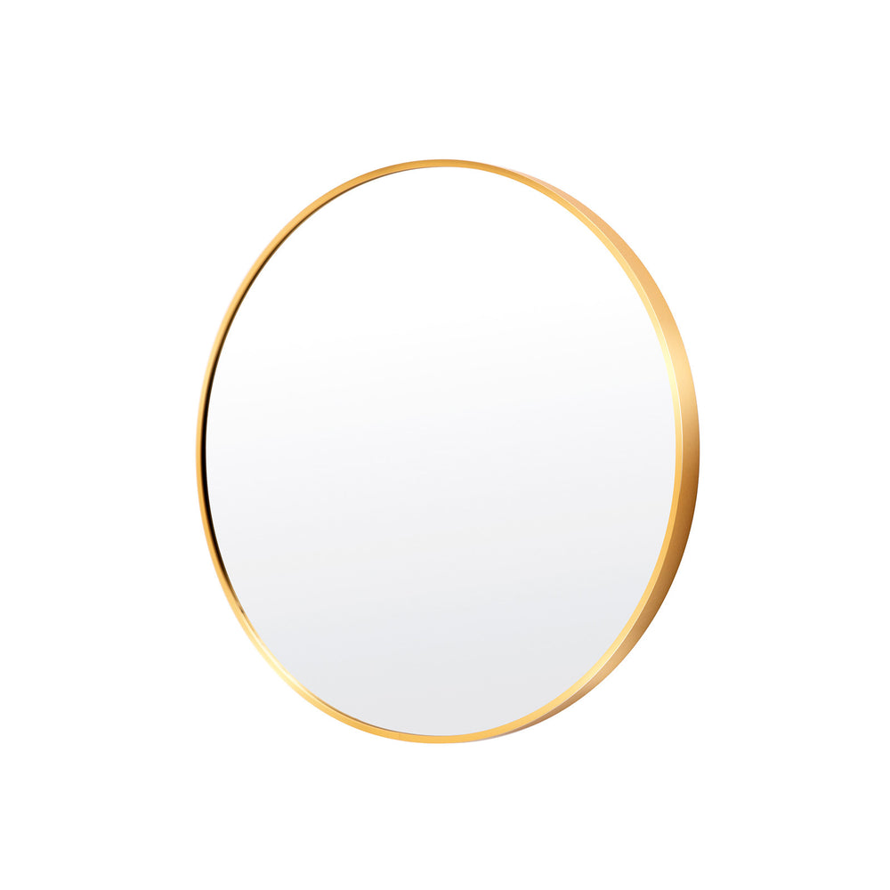 Gold Wall Mirror Round Aluminum Frame Makeup Décor Bathroom Vanity 50cm Homecoze
