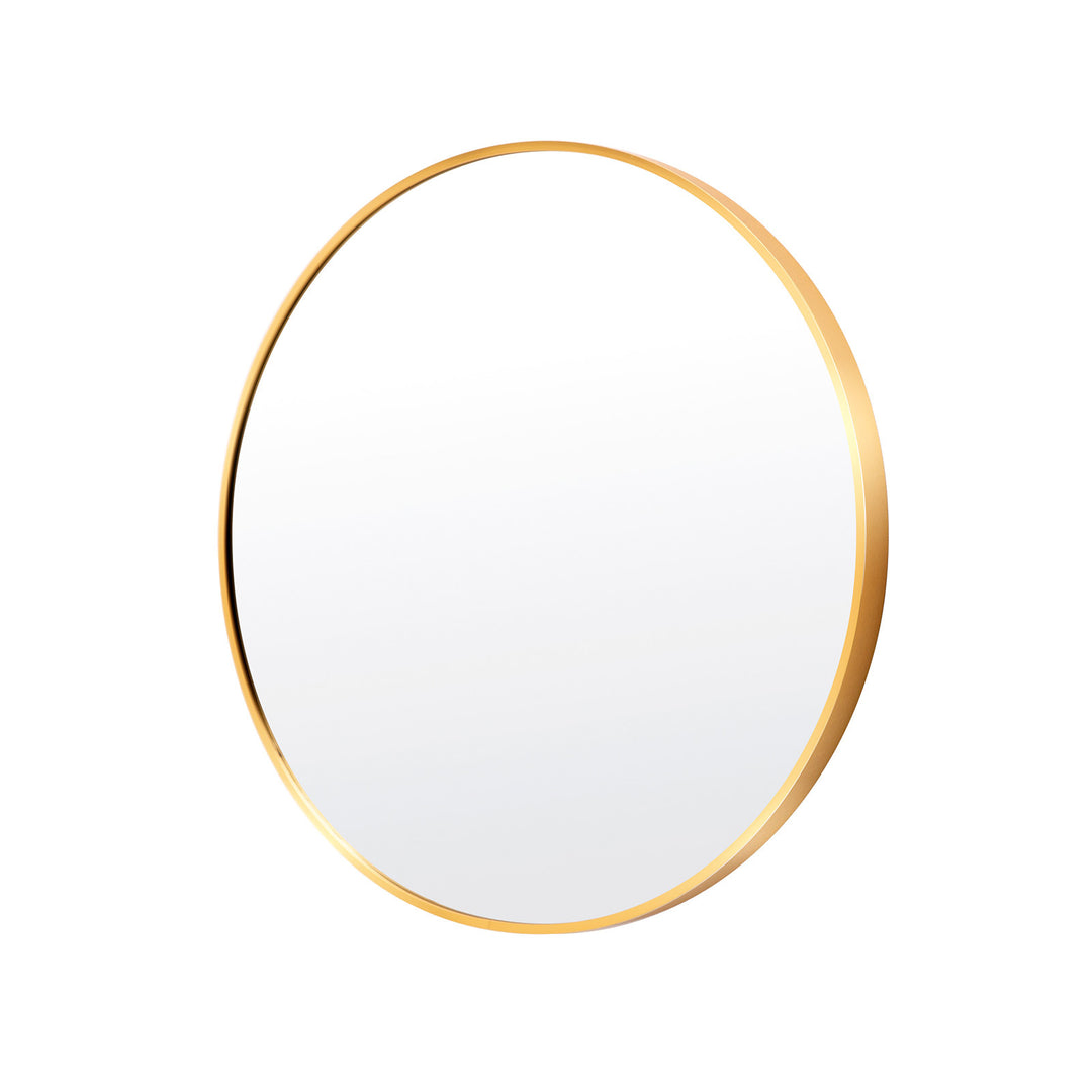 Gold Wall Mirror Round Aluminum Frame Makeup Décor Bathroom Vanity 70cm Homecoze