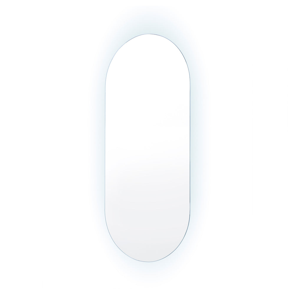 LED Anti Fog Wall Mirror Oval Aluminum Frame Bathroom Vanity 45x100cm Homecoze